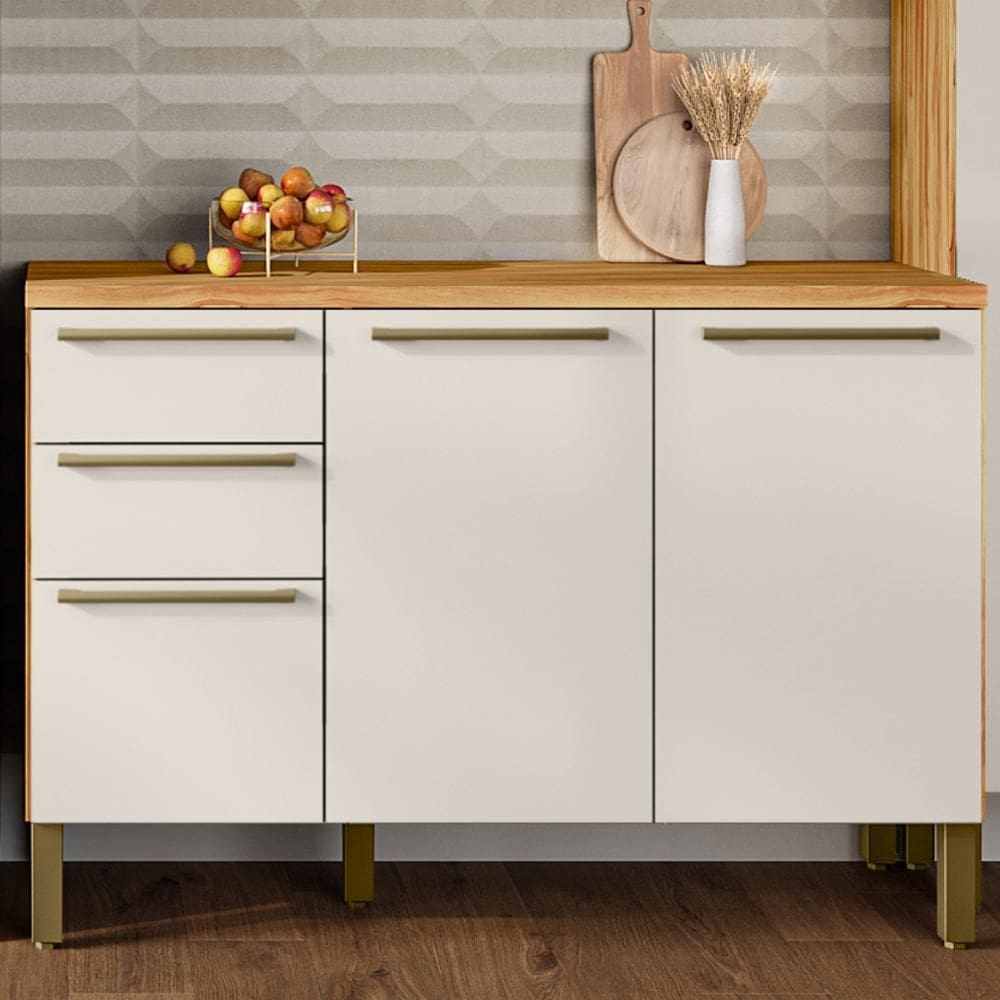 Balcão de Cozinha Com Tampo 3 Portas 2 Gavetas Nápoli Prime 100% MDF