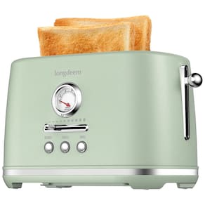 Torradeira 2 Fatias com Desligamento Automático, Bandeja de Migalhas e 6 Níveis de Tostagem, 110V 1000W, LONGDEEM, Verde