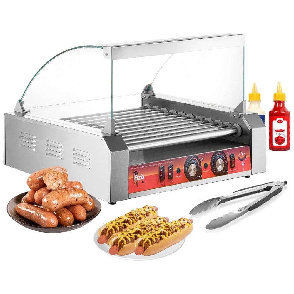 Máquina de Salsicha Hot Dog Vexon 1700W, capacidade para 30 hot dogs, 11 rolos de aço inox antiaderentes, controle de temperatura duplo,