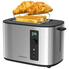 Torradeira 2 Fatias com Contagem Regressiva, 6 Níveis de Tostagem, Funções de Cancelamento, Bagel e Descongelamento, 110V 900W, Anfilank