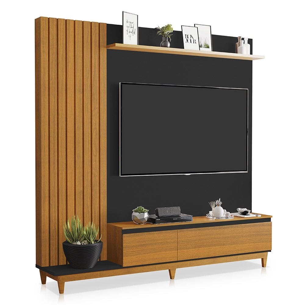 Rack Painel Para TV até 65 Polegadas Jacarta Preto Freijó Luapa