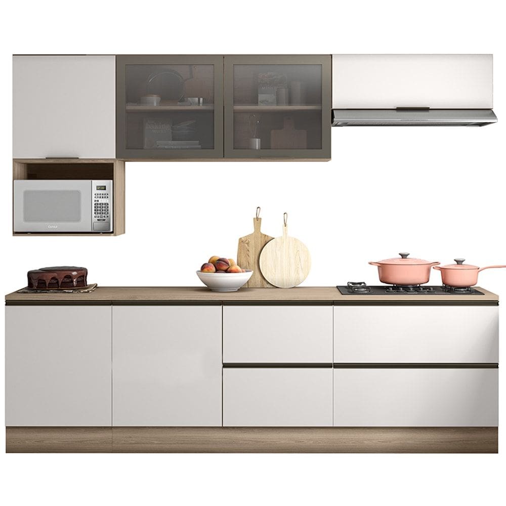 Cozinha Modulada 7 Pecas 258 cm Etti Carvalho Oak Off White PLN
