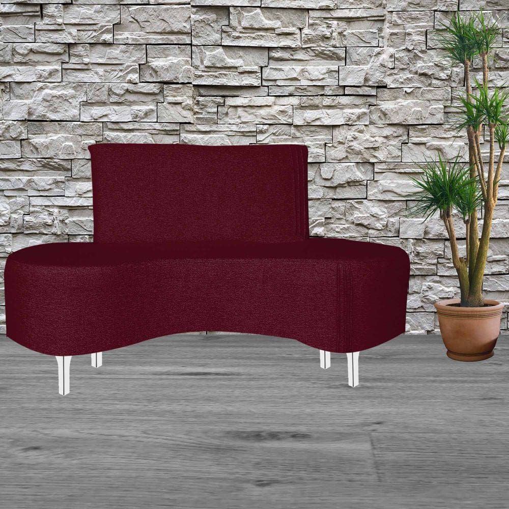 Sofá 2 Lugares Feijão Organico Pes Metal Cromados 140cm Bordo