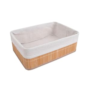 Cesto Multiuso Retangular De Bambu Com Forro 29cm - Oikos