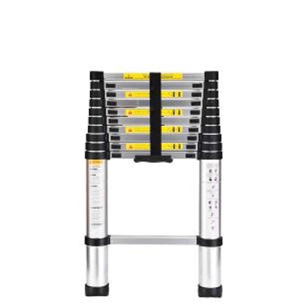 Escada Telescopica Extensiva Aço Inoxidável 13 Degraus 3,8m Cinza