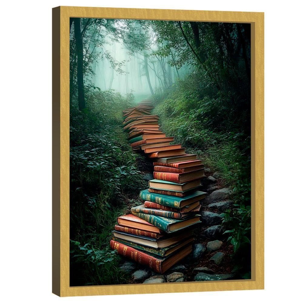 Quadro Decorativo O Caminho Do Conhecimento 180x105cm Moldura Dourada