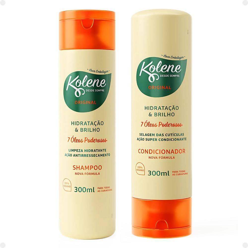 Kit Kolene Hidratação e Brilho: Shampoo e Condicionador 300ml