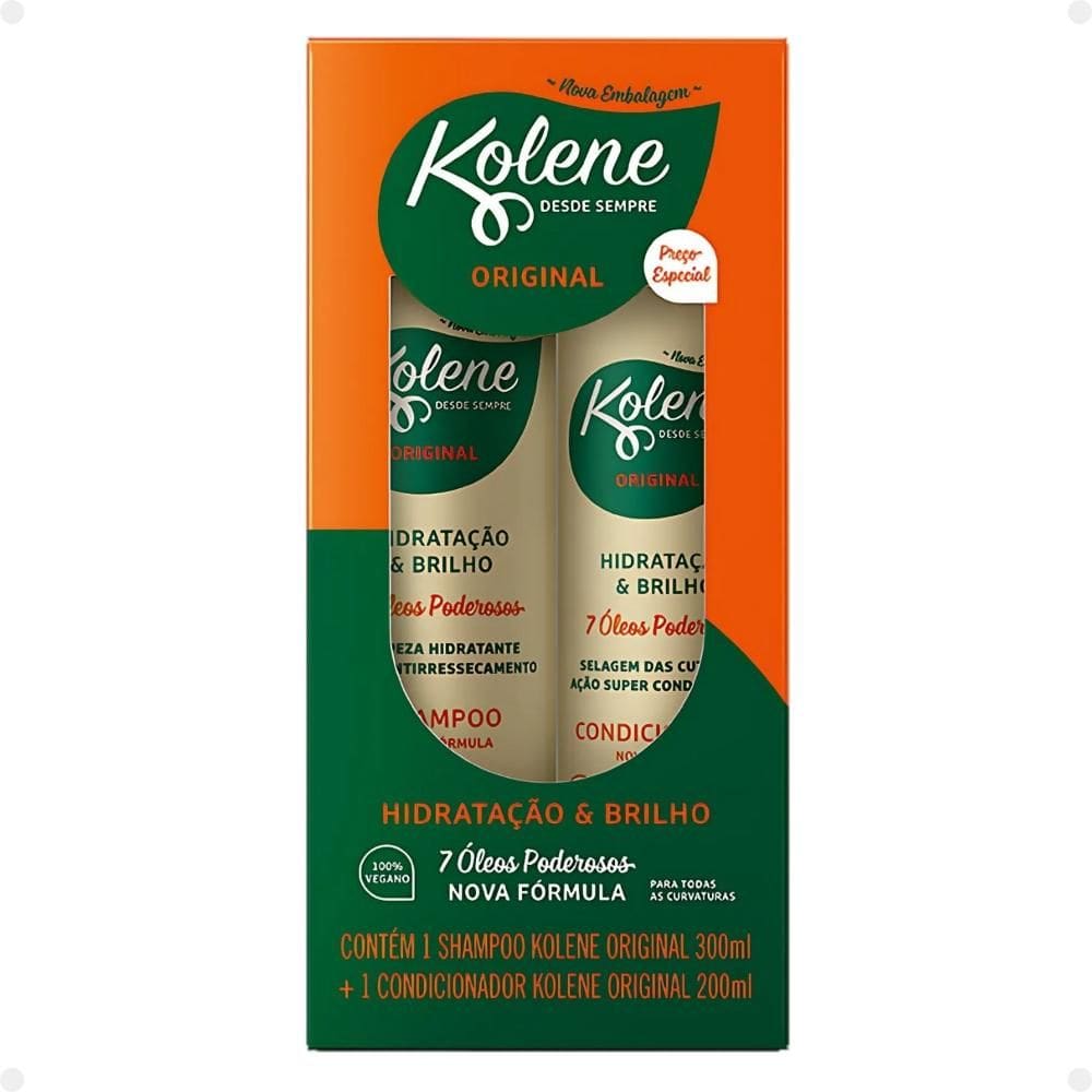 Kit Kolene Hidratação e Brilho: Shampoo 300ml e Condicionador 200ml