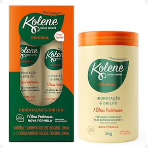 Kit Kolene Hidratação e Brilho: Shampoo 300ml e Condicionador 200ml + Creme de Tratamento 1Kg