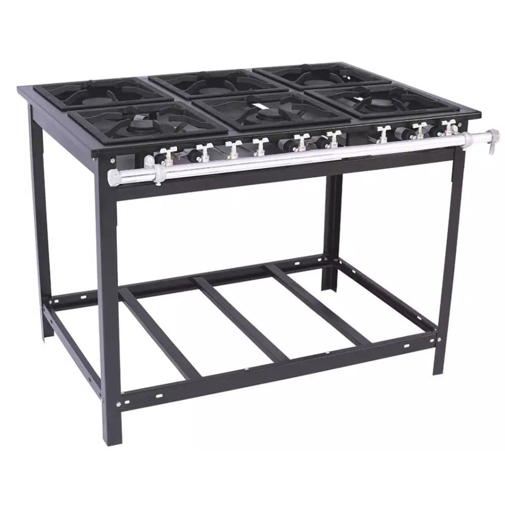 Fogão Industrial 6 Bocas 3QS/3QD 30x30 Linha Extra Baixa Pressão Venâncio E6