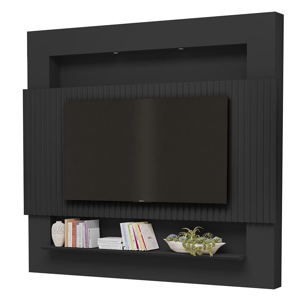 Painel Suspenso Riviera Ripado 217cm Para TV até 75 Polegadas Preto Luapa