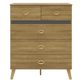 Comoda 5 Gavetas 91 cm Pes Retro IBI 20030 Nature Alasca VLR