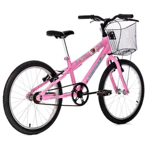 Bicicleta Mormaii Aro 20 MTB Feminina 1V C23 Sweet Girl com Cesta V-Brake Rosa