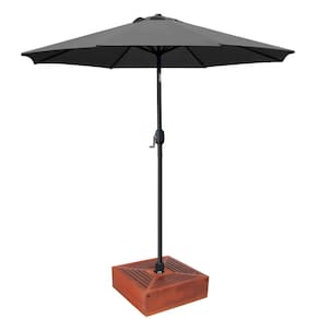 Kit Ombrelone Guarda Sol 3m Articulado Cinza com Base Revestida Madeira Jardim Piscina Praia - AMZ