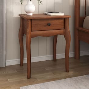 Mesa de Cabeceira Classica Pés Cabriolet 1 Gaveta Castanho Leone