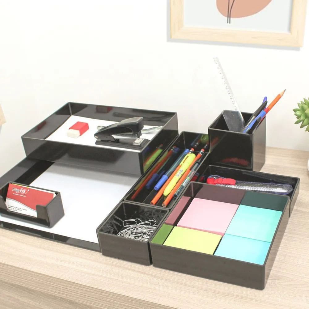 Kit Porta Objetos Organizador de Escritório 8 Modulos Prime