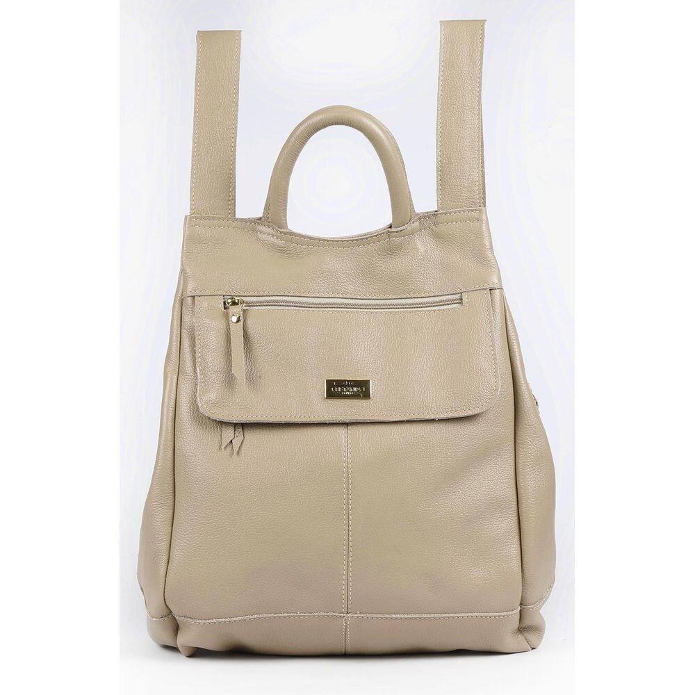 Mochila Antifurto Notebook Feminina Couro Bege