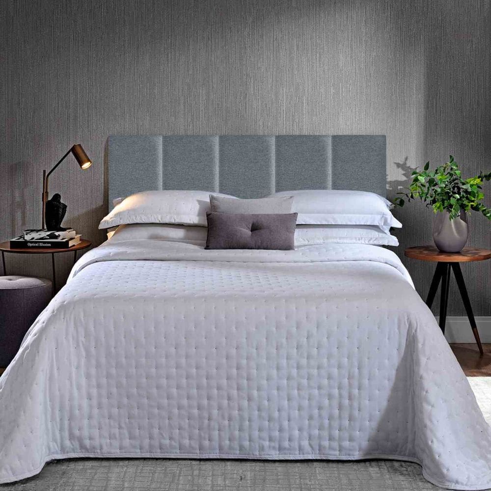 Cabeceira Estofada Modular Casal Linho Cinza - Bella Arte