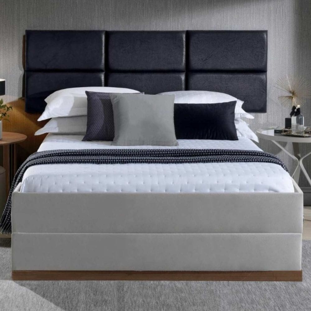 Cabeceira Estofada Modular Queen Linho Preto Rajado – Bella Arte