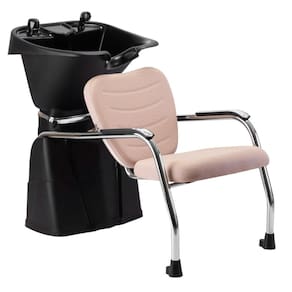 Lavatório de Cabelo com Cuba Reclinável Dompel Top Salão de Beleza e Cabeleireiro Preto/Rosa
