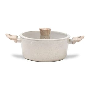Panela Caçarola de Indução Brinox Ceramic Life Sirius Vanilla - Ø22 cm - 2,7 Litros - com Tampa e Revestimento Cerâmico