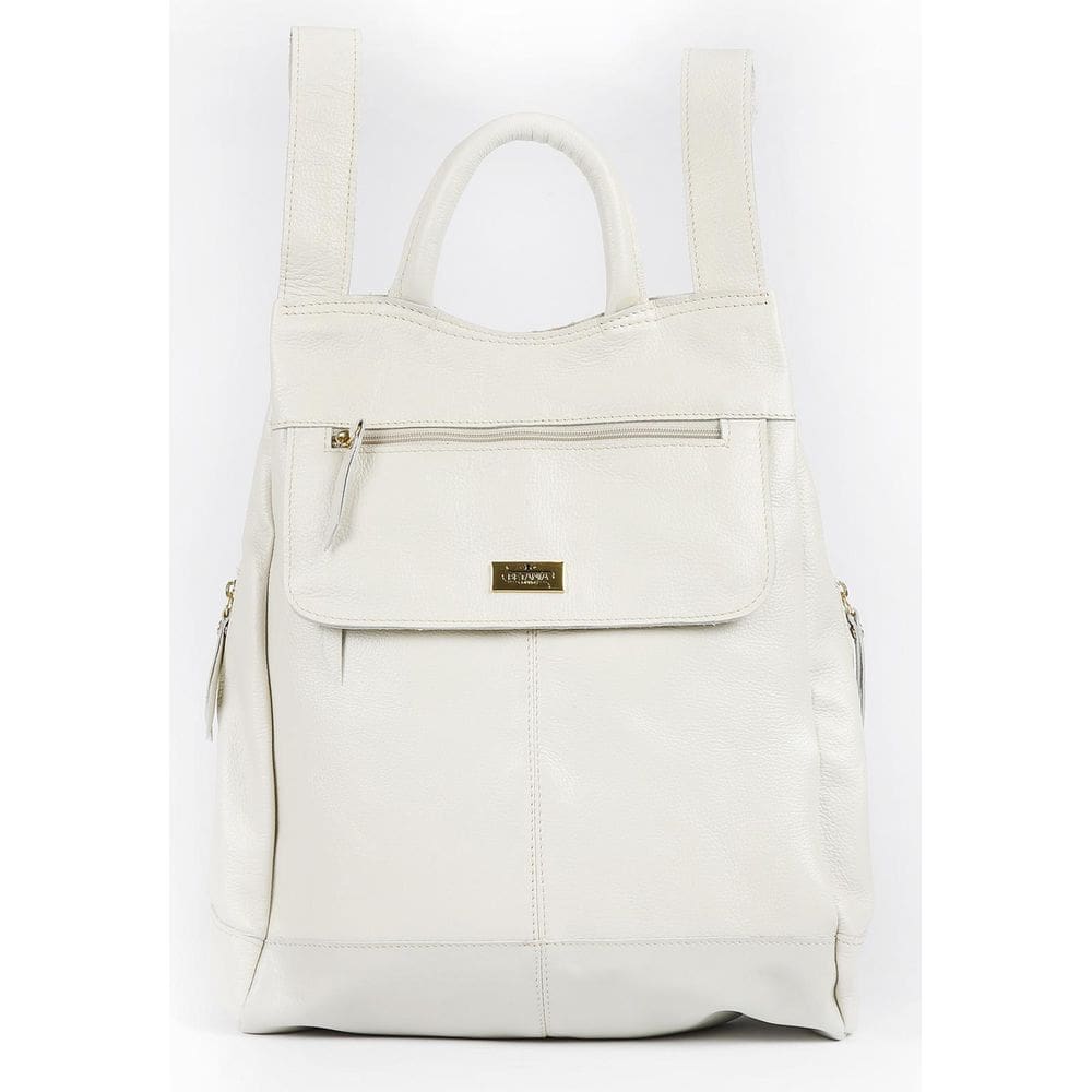 Mochila Antifurto Feminina Notebook Couro Off White