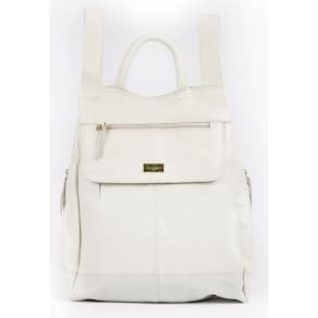 Mochila Antifurto Feminina Notebook Couro Off White