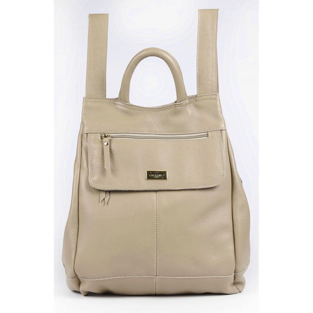 Mochila Antifurto Notebook Feminina Couro Bege