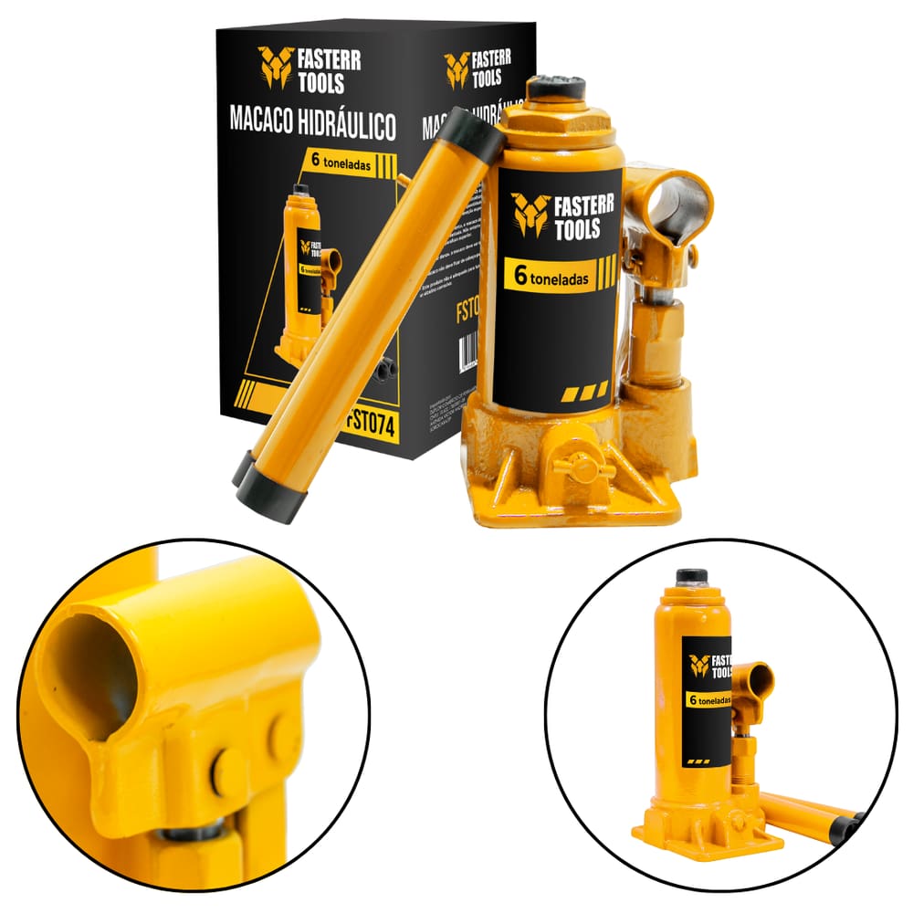 Macaco Hidráulico Garrafa 6 Toneladas Fasterr Tools - FST074