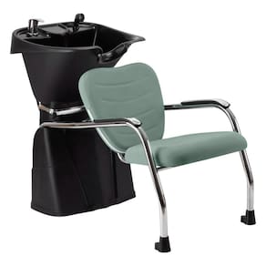 Lavatório de Cabelo com Cuba Reclinável Dompel Top Cabeleireiro e Salão de Beleza Preto/Verde