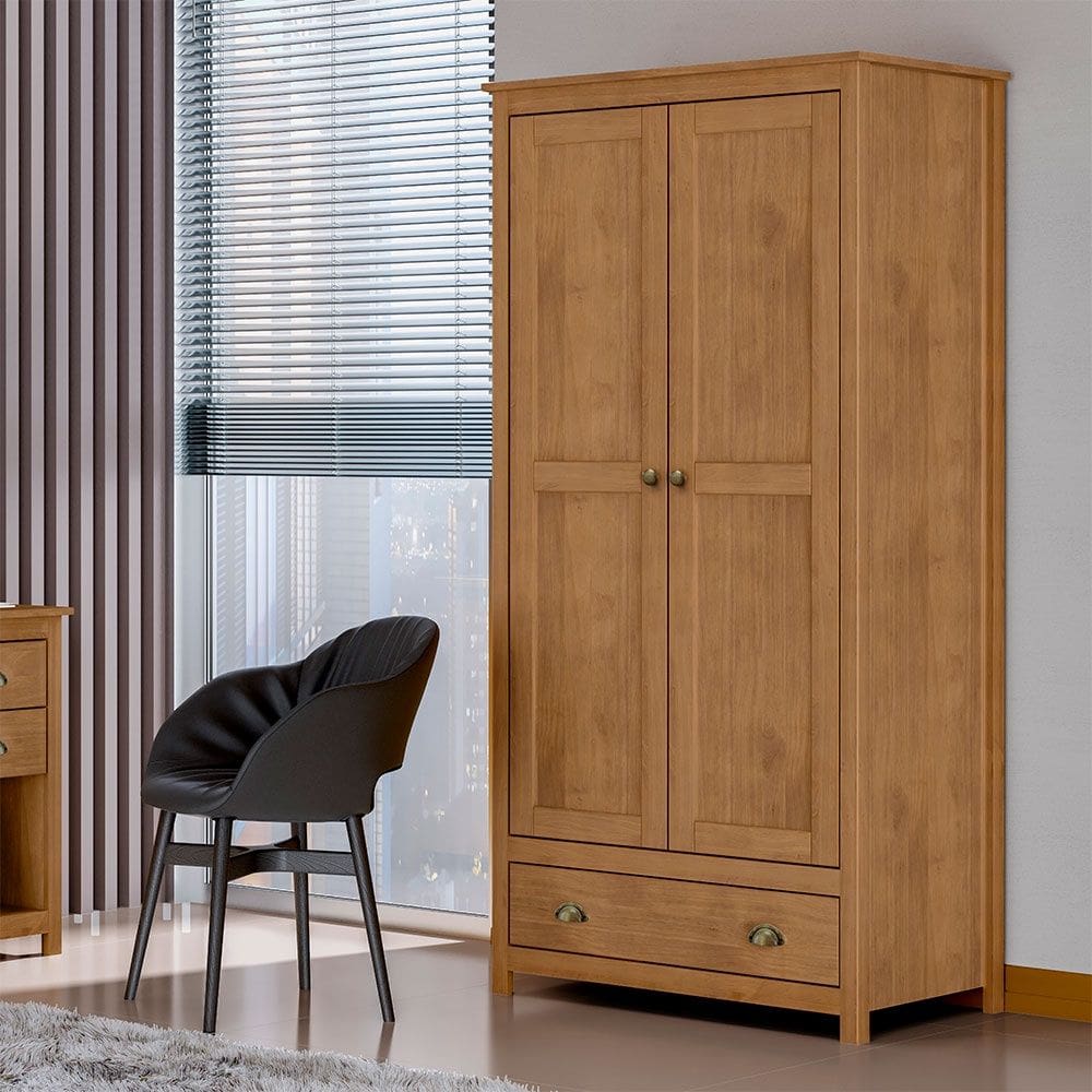 Guarda Roupa Solteiro 2 Portas 1 Gaveta Topázio 9103FN Freijó Finestra