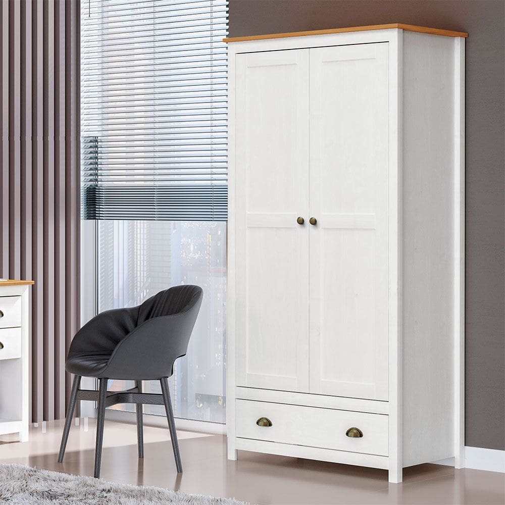 Guarda Roupa Solteiro 2 Portas 1 Gaveta Topázio 9103BF Branco Freijó Finestra