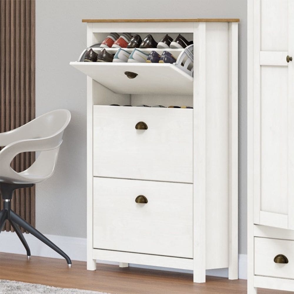 Sapateira 3 Gavetas Topázio 9175BF Branco Freijó Finestra