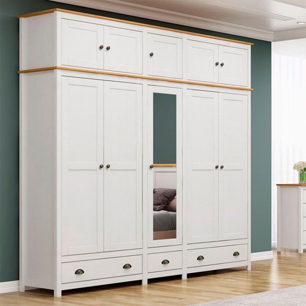 Guarda Roupa Casal Topázio 10 Portas 3 Gavetas 9139BF Branco Freijó Finestra