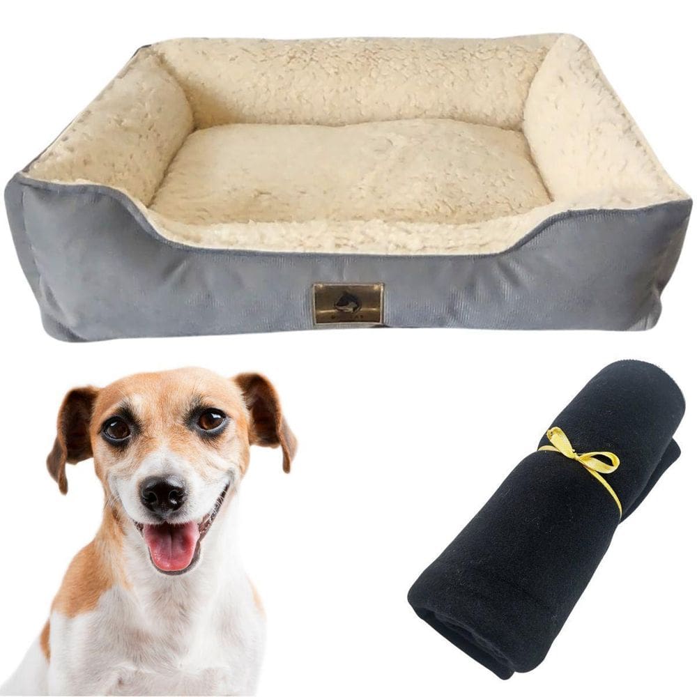 Cama Confort M Luxo Para Cães E Gatos Com Manta Soft 90X75