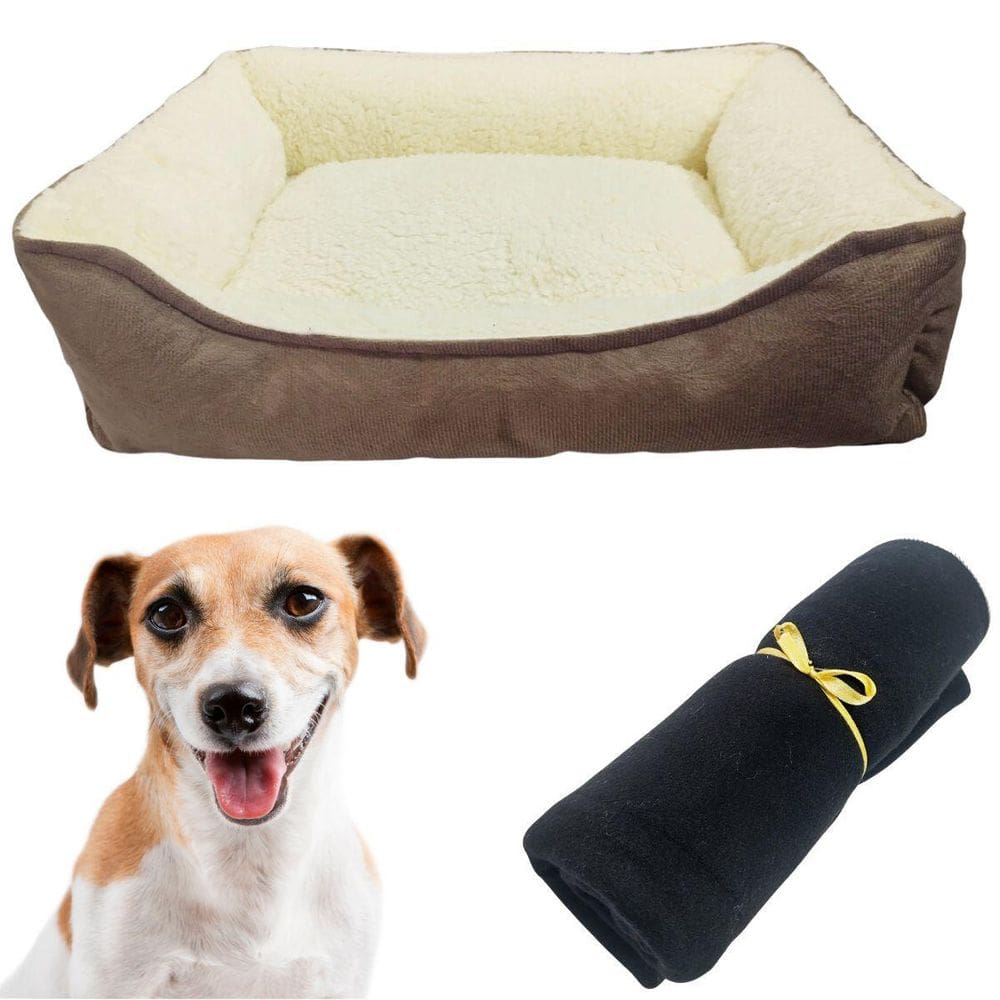 Cama Confort M Luxo Para Cães E Gatos Com Manta Soft 90X75