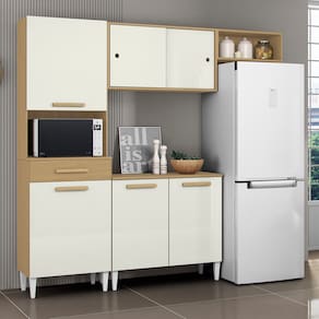 Armário para Cozinha 2m 4 Portas 1 Gaveta Atacama / Off White Isabelle  A1 Aramóveis