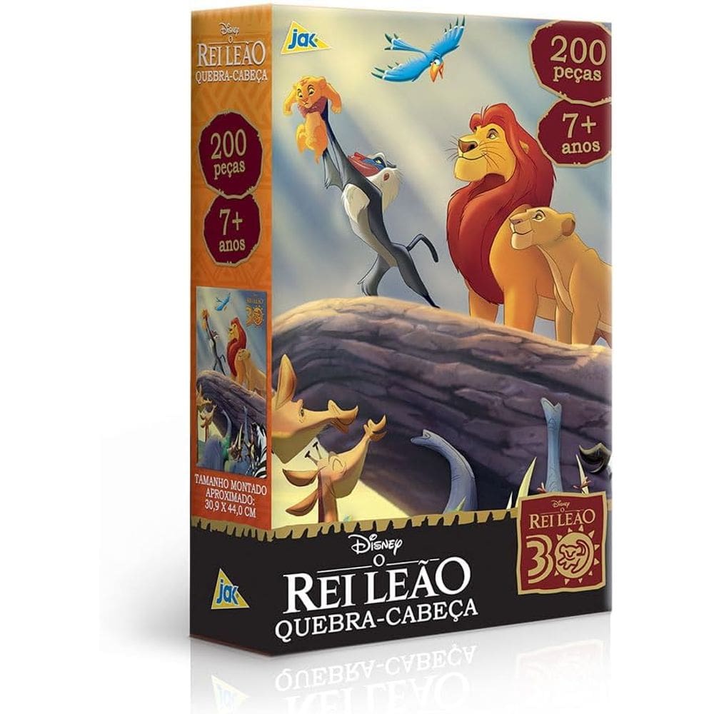 Quebra-cabeça Rei Leão Jak 200 Peças Didático Infantil