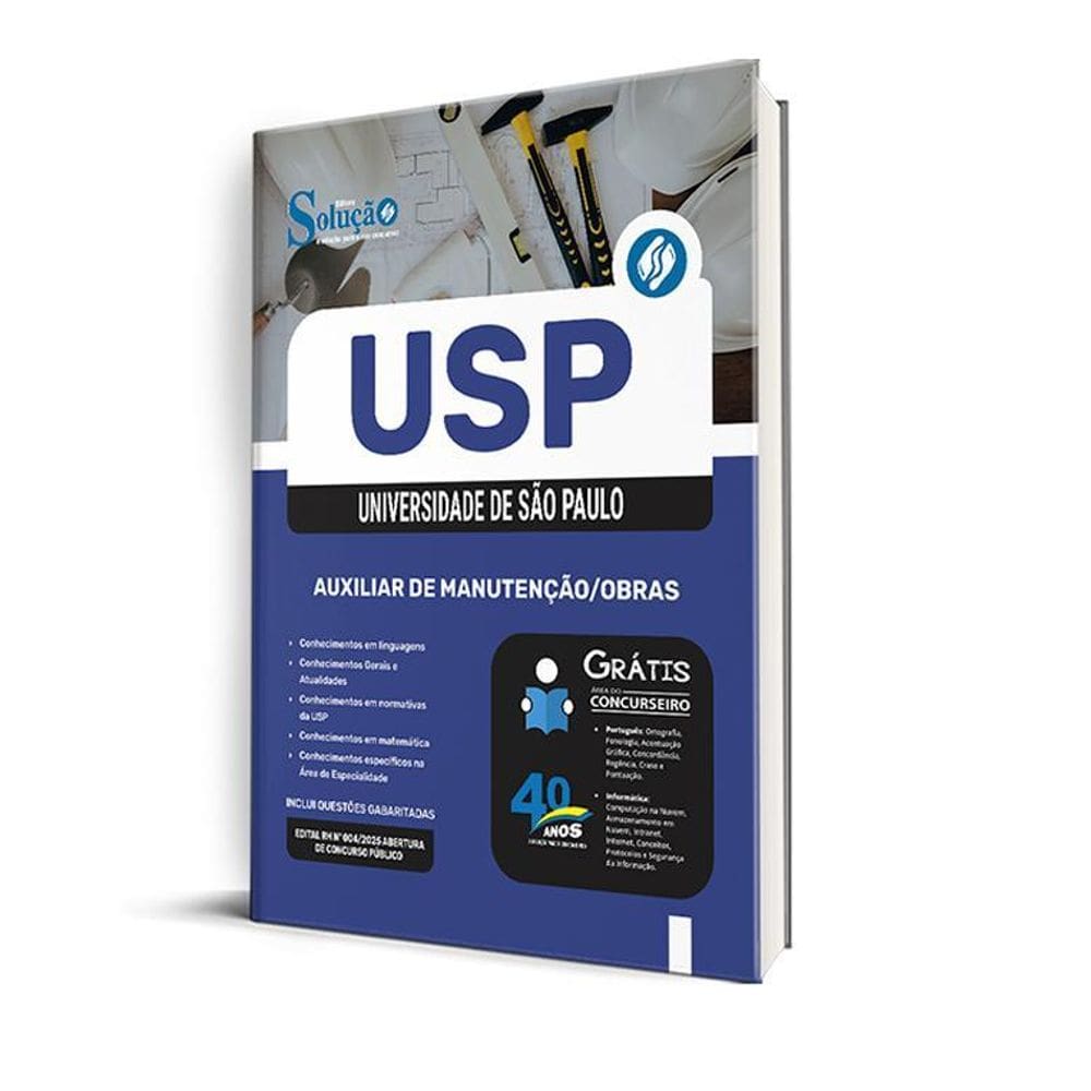 Apostila Usp 2025 - Auxiliar De Manutenção/Obras