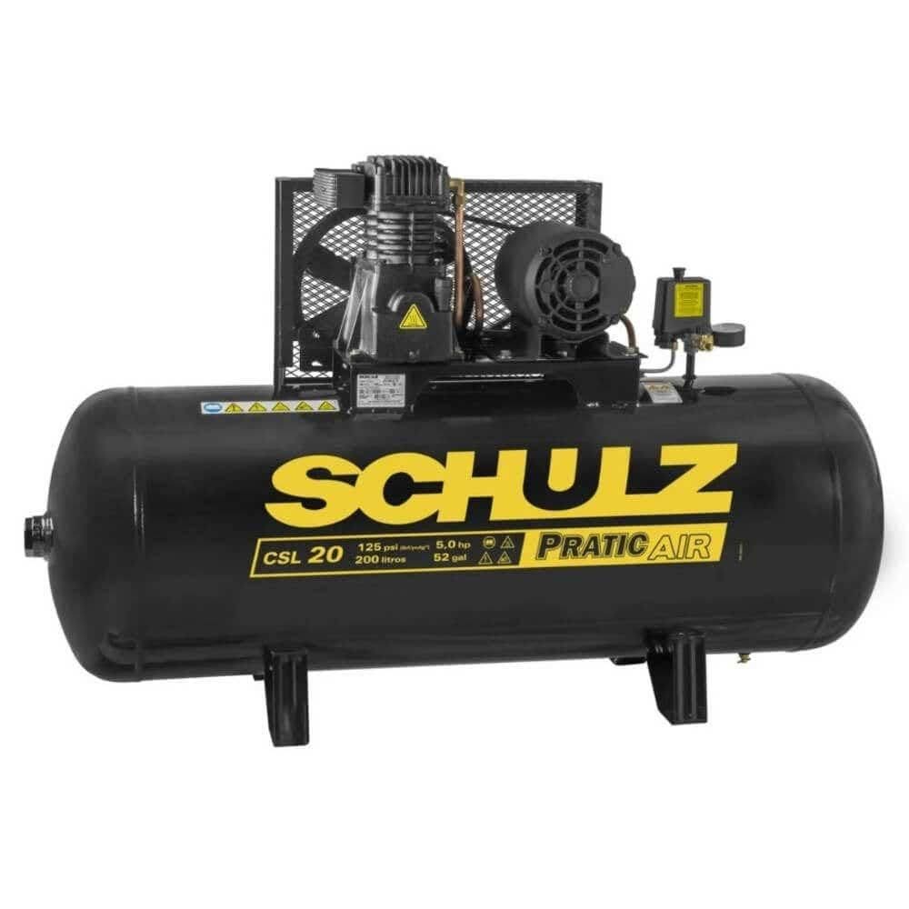 Compressor 20 Pés 5HP 200L Trifásico Pratic Air CSL20 SCHULZ
