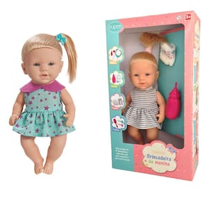 Boneca Em Vinil Coleção Quero Ser Mãe Faz Xixi Com Acessórios
