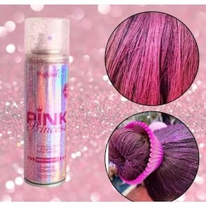 Kit Com 3 Tinta Com Glitter Spray Para Cabelos Pink Princesa