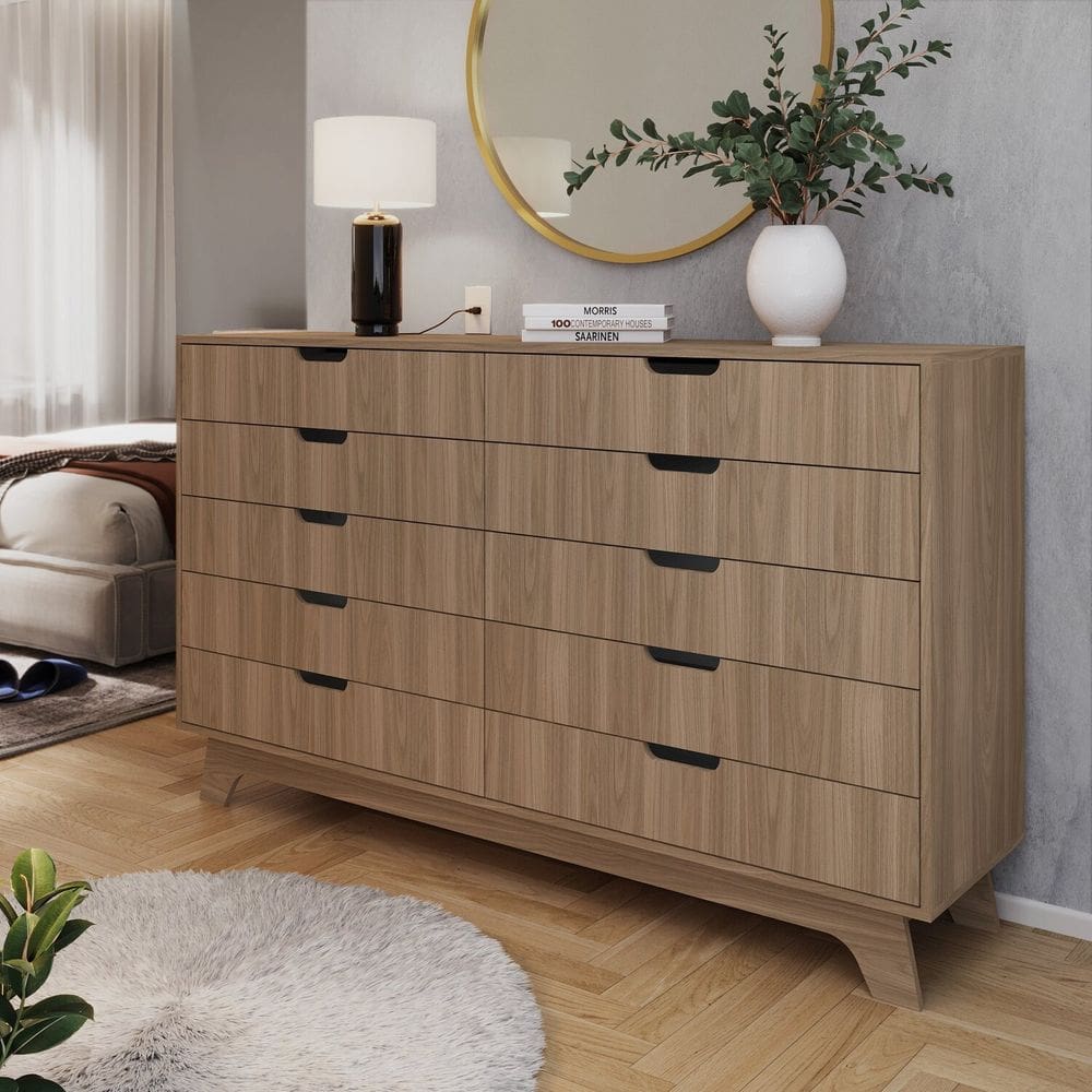 Cômoda Alice 10 Gavetas em 100% Mdf Louro Freijó Grann