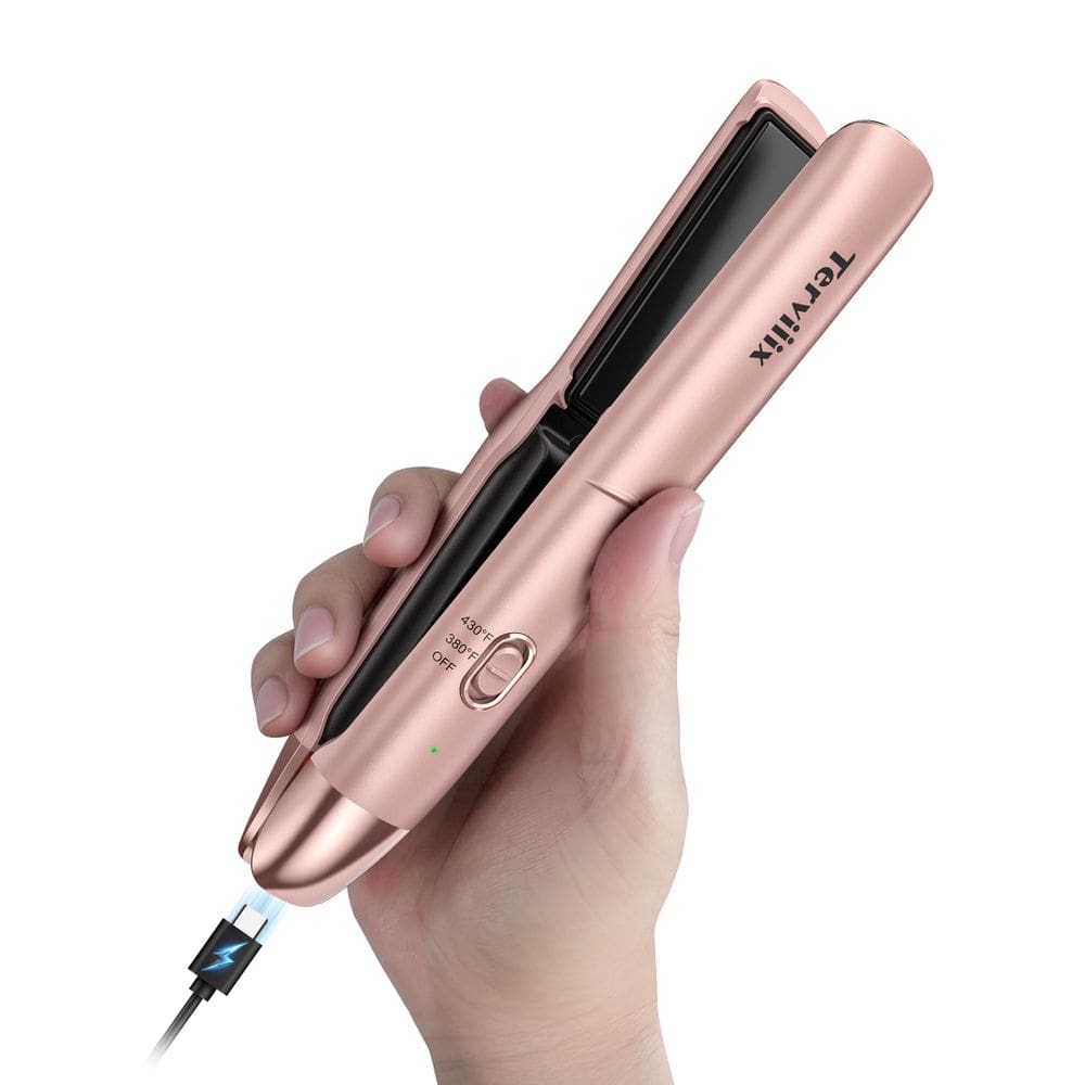 Alisador de cabelo sem fio Terviiix Portable 430°F com óleo de argão