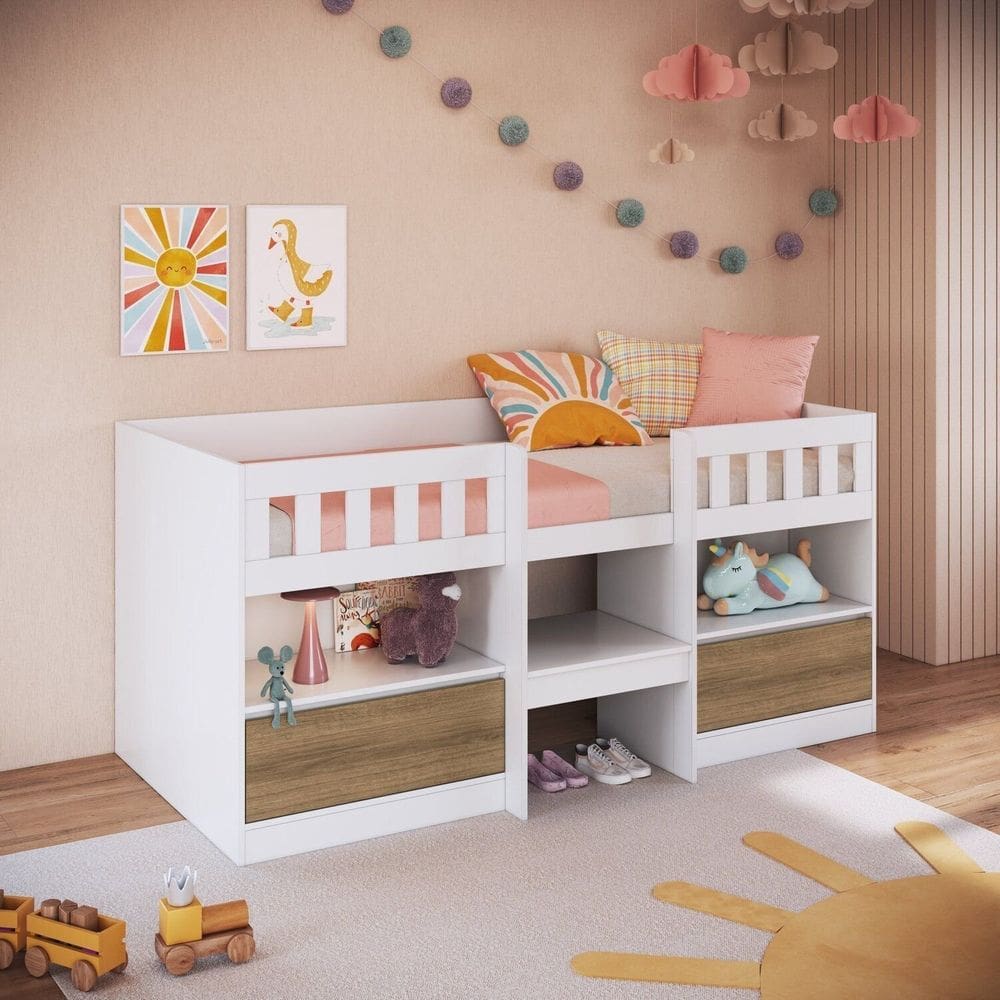 Cama Alta Infantil com Portas 80 Ilha Bela Mel