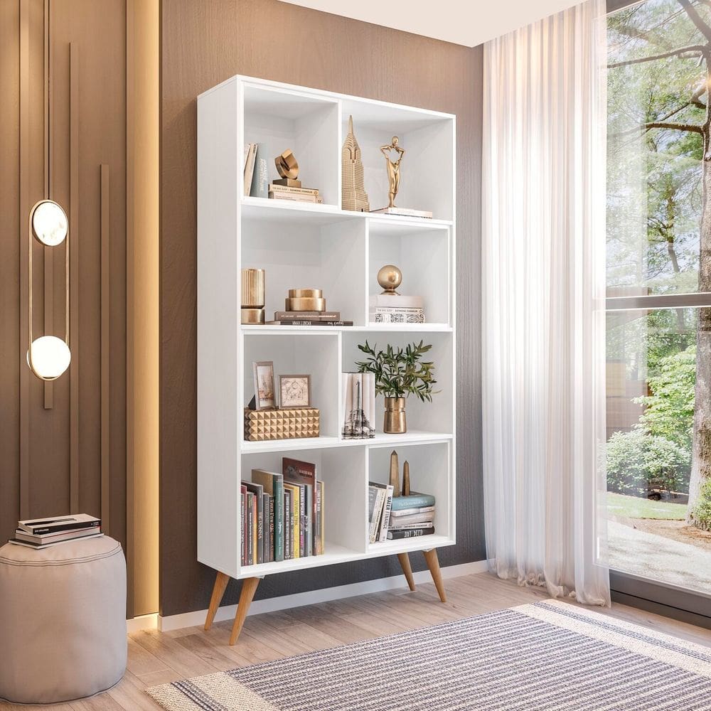 Estante para Livros Retrô com 4 Nichos Removíveis 180cmx90cm Atlas Yescasa Branco