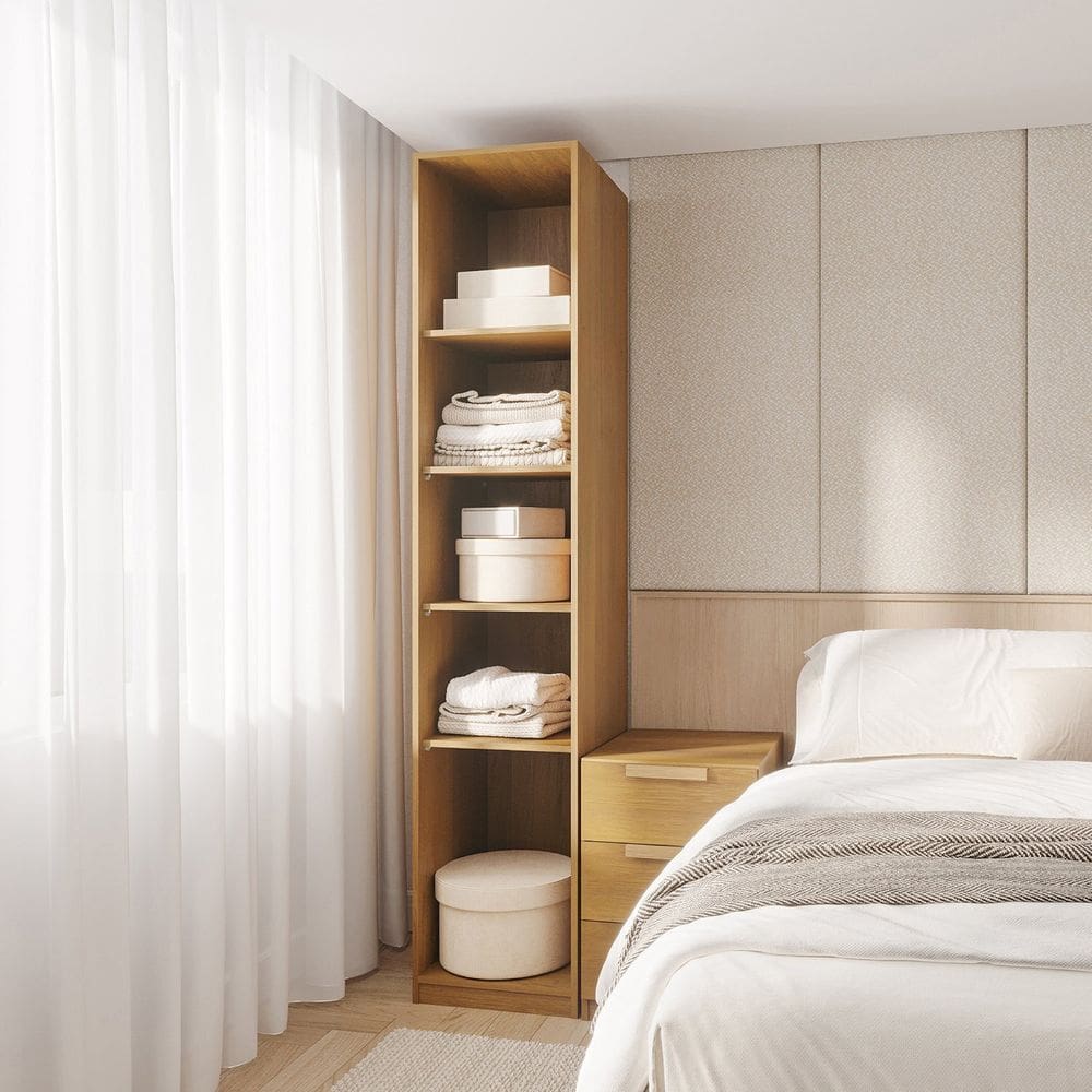 Guarda-roupa Modular 40cm sem Portas com Prateleiras Jade Cabecasa Madeiramadeira Avelã