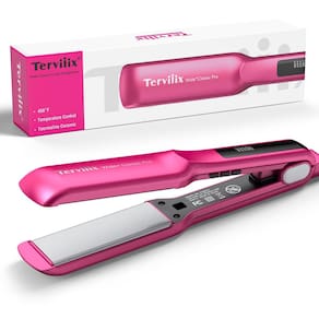 Alisador de cabelo Terviiix Ceramic com 3,8 cm de largura, ferro plano, rosa