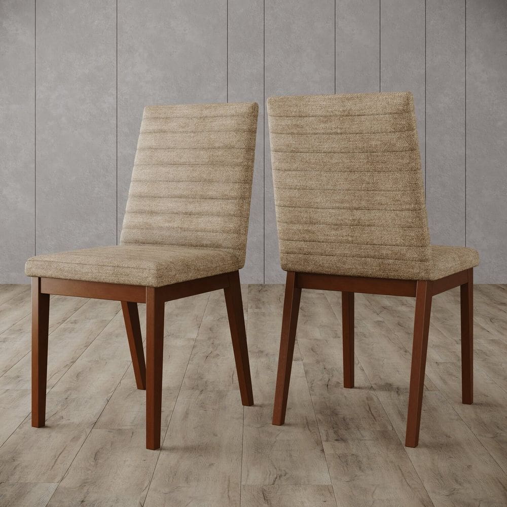 Conjunto 2 Cadeiras para Mesa de Jantar Elena Marrom/Creme