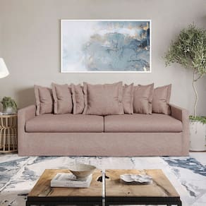 Sofá com Capa 100% Removível e Lavável Enseada 240cm Bege Escuro